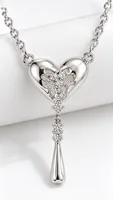Silver Heart Crystal Drop pandent chain
