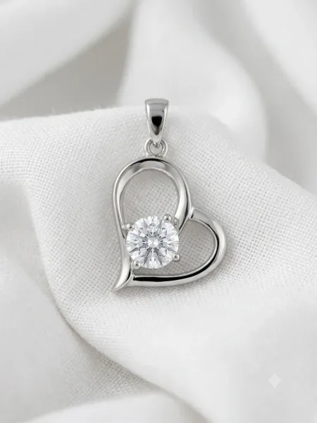Open Heart Solitaire Pendant