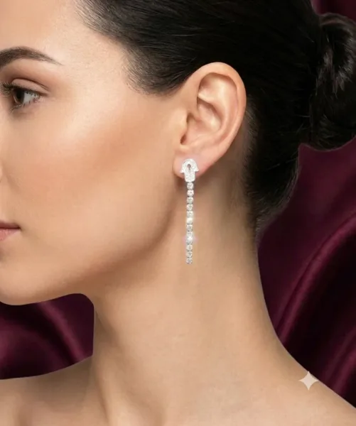 Hamsa Diamond Drop Earring
