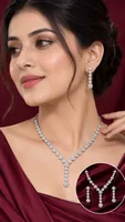 Floral Drop Silver Jewelry Set