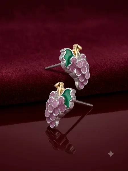 Grape Bunch Enamel Stud Earrings (Kids/Toddler Edition)