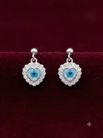 Heart-Shaped Evil Eye Stud Drop Earrings