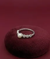 Vintage-Inspired Freshwater Pearl & Pavé Diamond Band Ring