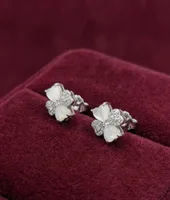 Four-Leaf Clover Mother-of-Pearl & Diamond Stud Earrings