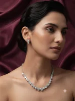 Classic CZ Stone Tennis Necklace and Earrings Set