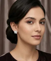 Four-Leaf Clover Mother-of-Pearl & Diamond Stud Earrings