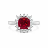 Sterling Silver Ruby Halo Ring