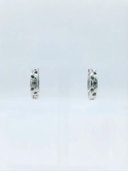 ​Green Gemstone Huggie Earrings