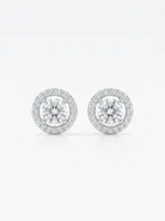Celestial Solitaire Halo Stud Earrings
