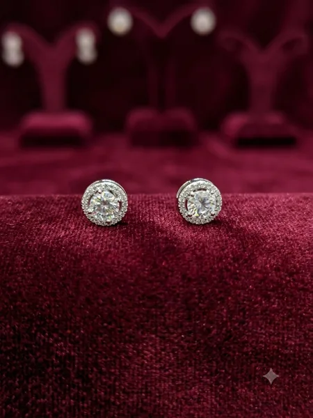 Classic Halo Solitaire Stud Earrings