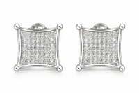 Silver Pavé Square Earring
