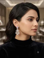Art Deco Geometric Chandelier Diamond Earrings