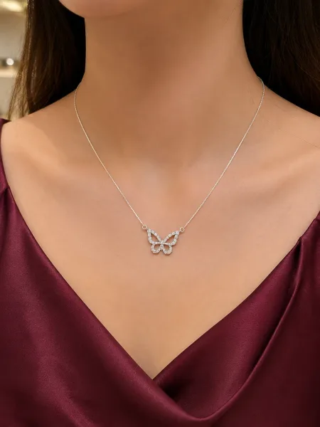 Dainty Crystal Butterfly Pendant