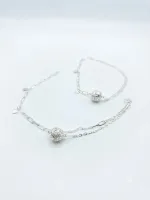 Silver Double-Layer Ball Charm Anklet