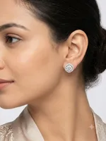 Classic Solitaire Halo Diamond Stud Earrings