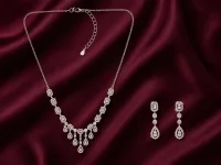 Regal Crystal Cascade Necklace Set