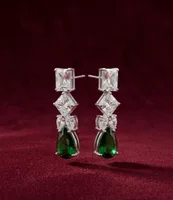 Emerald Tear Cascading Crystal Drop Earrings