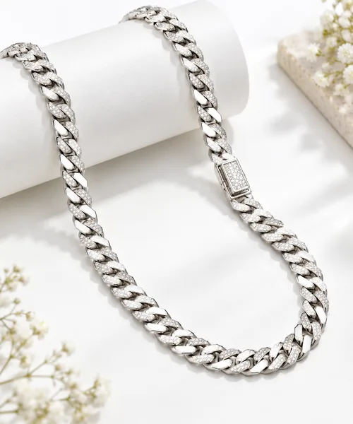 Sterling Silver Textured Cuban Chain