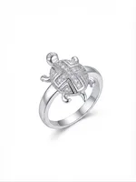 Silver Geometric Turtle Ring