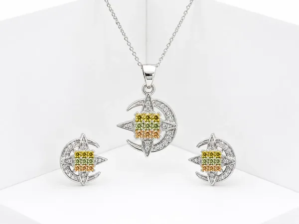 Multicolour Star Pendant & Earring Set