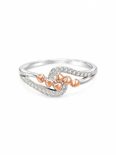 Rose Gold Heart Cluster Ring