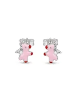 Little Angel Bear Enamel Stud Earrings