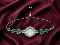 Green Clover Crystal Watch