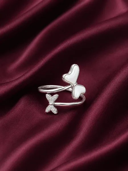 Butterfly Heart Pearl Ring