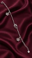 Silver Crown Star Anklet