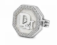 Silver Octagon Monogram Button