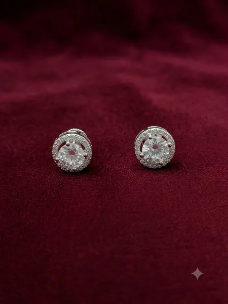 Classic Solitaire Halo Diamond Stud Earrings