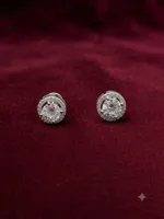 Classic Solitaire Halo Diamond Stud Earrings