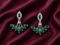 Emerald Leaf Drop Earrings