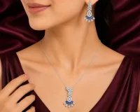 Blue Sapphire Cascade Necklace Set