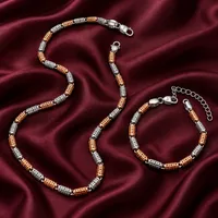 Men’s Two-Tone 925 Sterling Silver Chain & Bracelet Set