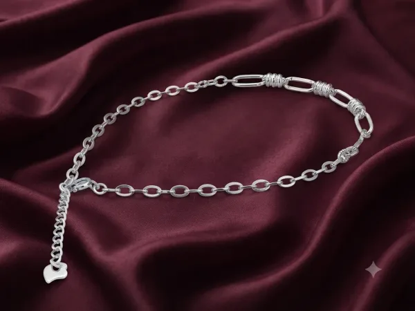 Silver Oval Link Chain Anklet