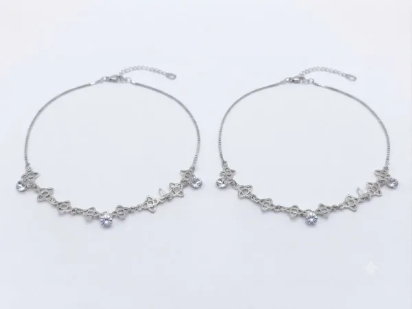 Silver Floral Knot Charm Anklet