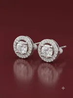 Celestial Solitaire Halo Stud Earrings