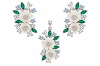 Silver Emerald Bloom Set