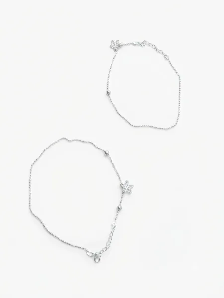 Pave Floral and Pearl Beaded Anklet