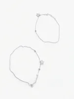 Pave Floral and Pearl Beaded Anklet