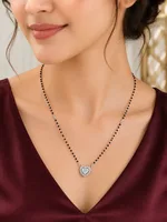 Heart Halo 925 Sterling Silver Mangalsutra