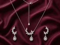 Crystal Blossom Teardrop Necklace Set