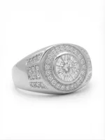 Pave-Accented Round Halo Signet Ring