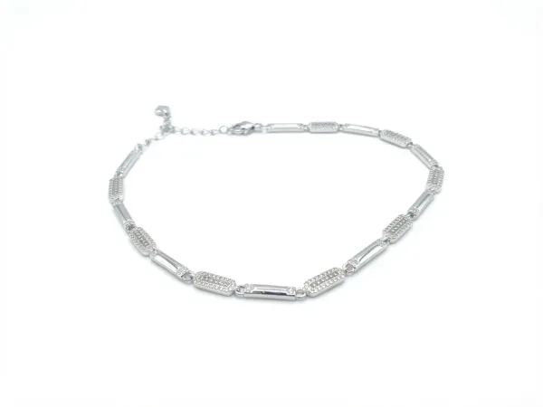 Silver Geometric Link Chain Anklet