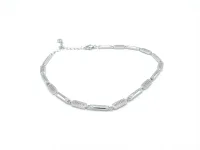 Silver Geometric Link Chain Anklet