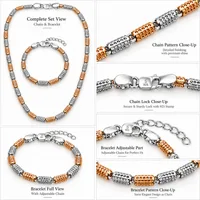 Men’s Two-Tone 925 Sterling Silver Chain & Bracelet Set