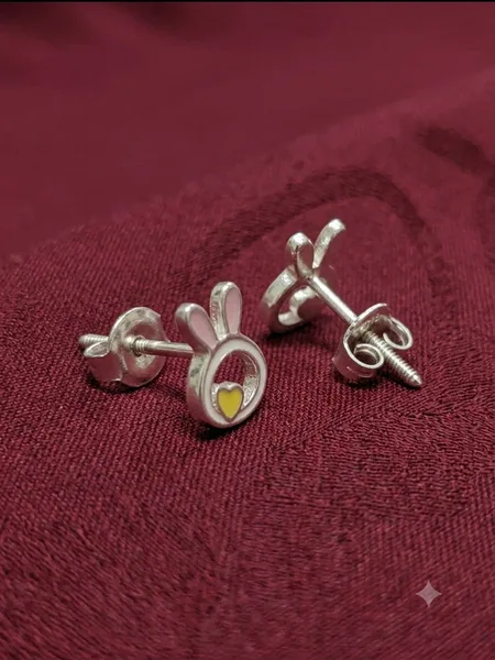 Silver Bunny Stud Earrings