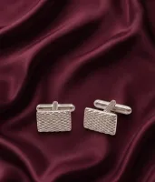 Classic Textured Silver Rectangular Cufflinks