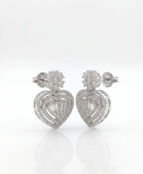 Maroon Velvet Royale Baguette Heart Diamond Studs